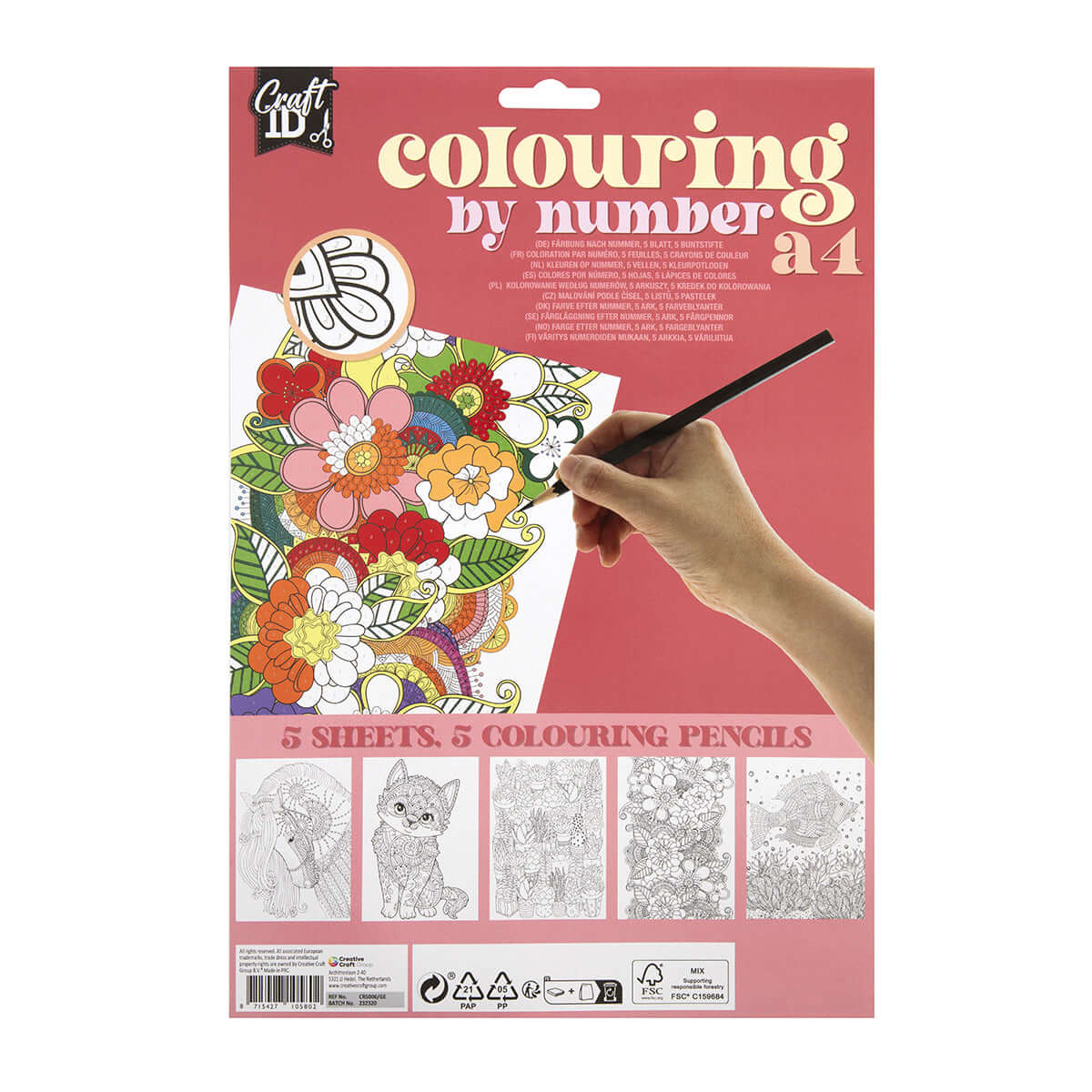 Set 5 planse A4 desen pe numere Creative Craft, cu 5 creioane colorate duble Set 5 planse A4 desen pe numere Creative Craft, cu 5 creioane colorate duble